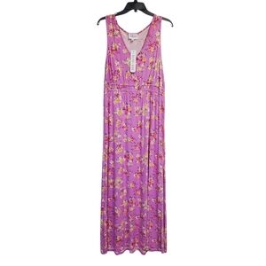NWT Olive+Oak Floral Pink Sleeveless Maxi Dress Size XL